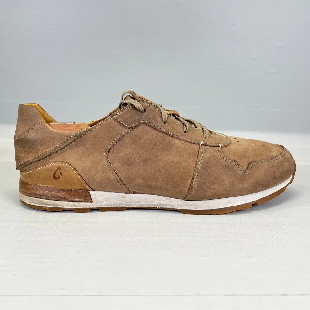 Olukai HUAKA'I LI Shoes Mens Size 11 Brown Nubuck Lace Up Casual Sneakers